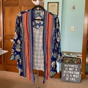 Figueroa & Flower Boho Open Cardigan with sewn in matching Tank Top Size 1X NWOT